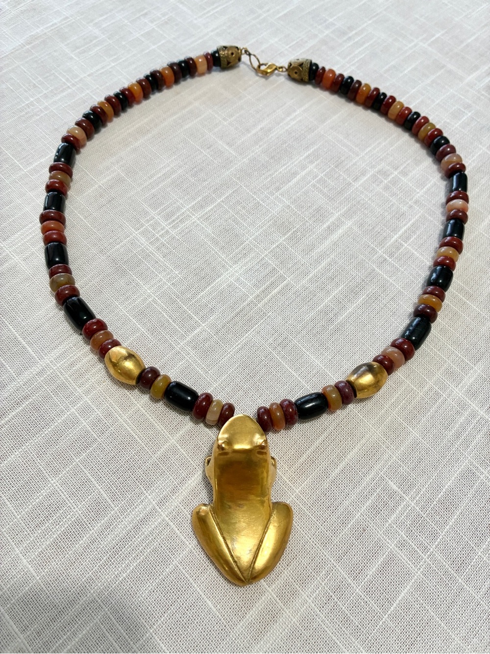 Pre Columbian Frog signed Necklace